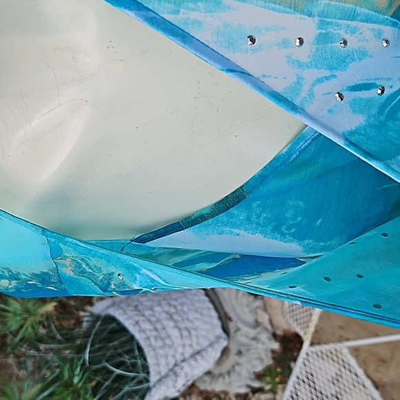 ALFANI Size M/L art abstract aqua polyester decorated blouse & camisole set - Picture 3 of 10